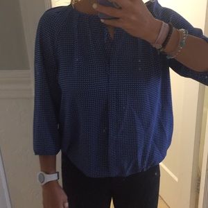 blue long sleeve no wrinkle work top